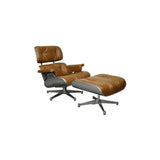 Grayson PU Lounge Chair and Ottoman - Aluminum