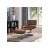 Grayson PU Lounge Chair and Ottoman - Aluminum