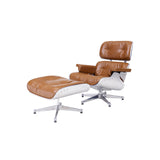 Grayson PU Lounge Chair and Ottoman - Aluminum