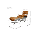 Grayson PU Lounge Chair and Ottoman - Aluminum