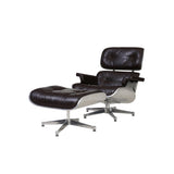 Grayson PU Lounge Chair and Ottoman - Aluminum