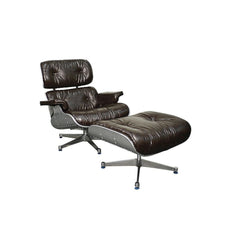 Grayson PU Lounge Chair and Ottoman - Aluminum