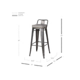 Metropolis Low Back Bar  Stool - Set of 4