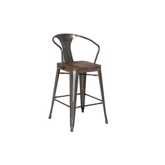 Metropolis Metal Counter Stool - Wood Seat- Set of 4