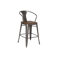 Metropolis Metal Bar Stool - Wood Seat- Set of 4