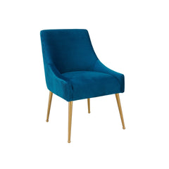 Beatrix Pleated  Velvet Side Chair - Gold Legs