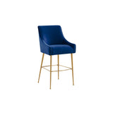 Beatrix Pleated Velvet Counter Stool - Gold Legs