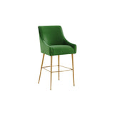 Beatrix Pleated Velvet Bar Stool - Gold Legs