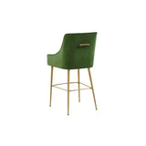 Beatrix Pleated Velvet Bar Stool - Gold Legs