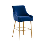 Beatrix Pleated Velvet Bar Stool - Gold Legs