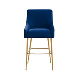 Beatrix Pleated Velvet Bar Stool - Gold Legs