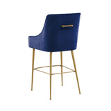 Beatrix Pleated Velvet Bar Stool - Gold Legs