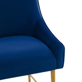 Beatrix Pleated Velvet Bar Stool - Gold Legs