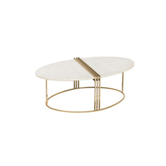 Caleb Oval White Marble Cocktail Table