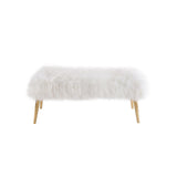 TOV Churra White Sheepskin Bench